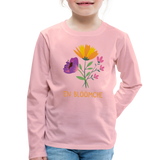 Kindershirt, langarm, "En Blöömche", verschiedene Farben - Hellrosa