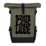 Rolltop Rucksack "Siegerlandliebe-wavy", grün/schwarz - Olive/Schwarz