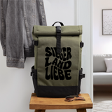 Rolltop Rucksack "Siegerlandliebe-wavy", grün/schwarz - Olive/Schwarz