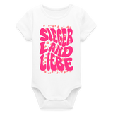 Baby Bio Kurzarm-Body "Sejerlandliebe wavy", verschiedene Farben - Weiß