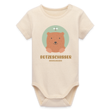 Baby Bio Kurzarm-Body "Botzeschisser", verschiedene Farben - Weißgrau
