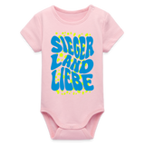 Baby Bio Kurzarm-Body "Sejerlandliebe wavy", verschiedene Farben - Hellrosa