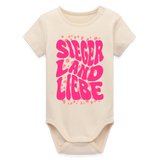 Baby Bio Kurzarm-Body "Sejerlandliebe wavy", verschiedene Farben - Weißgrau