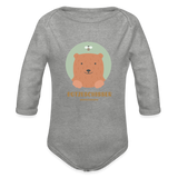 Baby Bio Langarm-Body "Botzeschisser", verschiedene Farben - Grau meliert