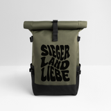Rolltop Rucksack "Siegerlandliebe-wavy", grün/schwarz - Olive/Schwarz