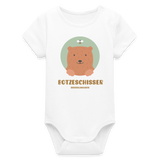 Baby Bio Kurzarm-Body "Botzeschisser", verschiedene Farben - Weiß