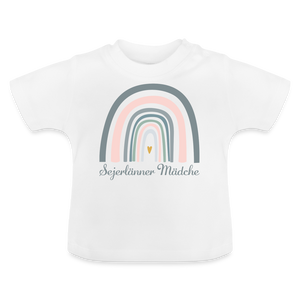 Baby Shirt "Sejerlänner Mädche Regenbogen", verschiedene Farben - weiß