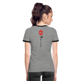 Shirt  "Dorfkind", weiß-rot - heather grey/black